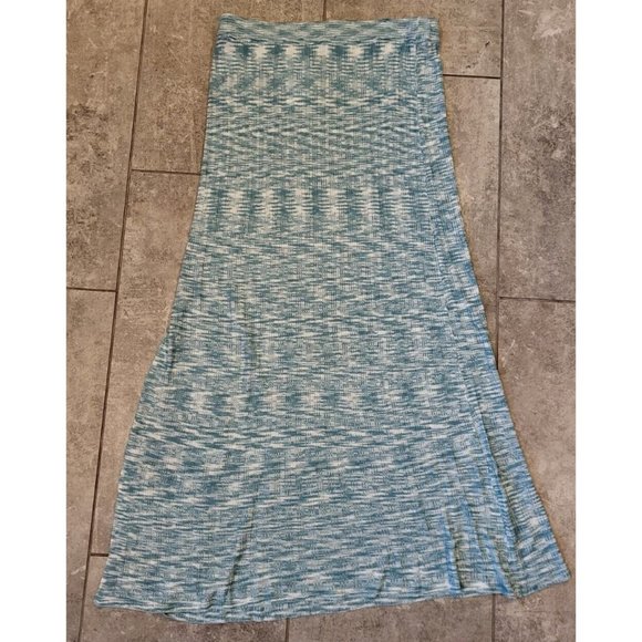 New L Space Zephyr Maxi Skirt Blue Marled Knit Pull On Sz L - Picture 3 of 5